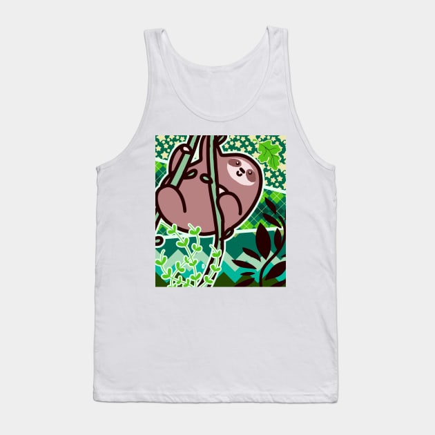 Vine Sloth with Green Patterns Tank Top by saradaboru